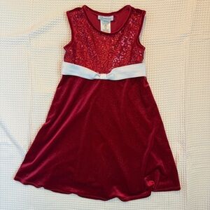 Bonnie Jean Red Sequin Dress with White Accent